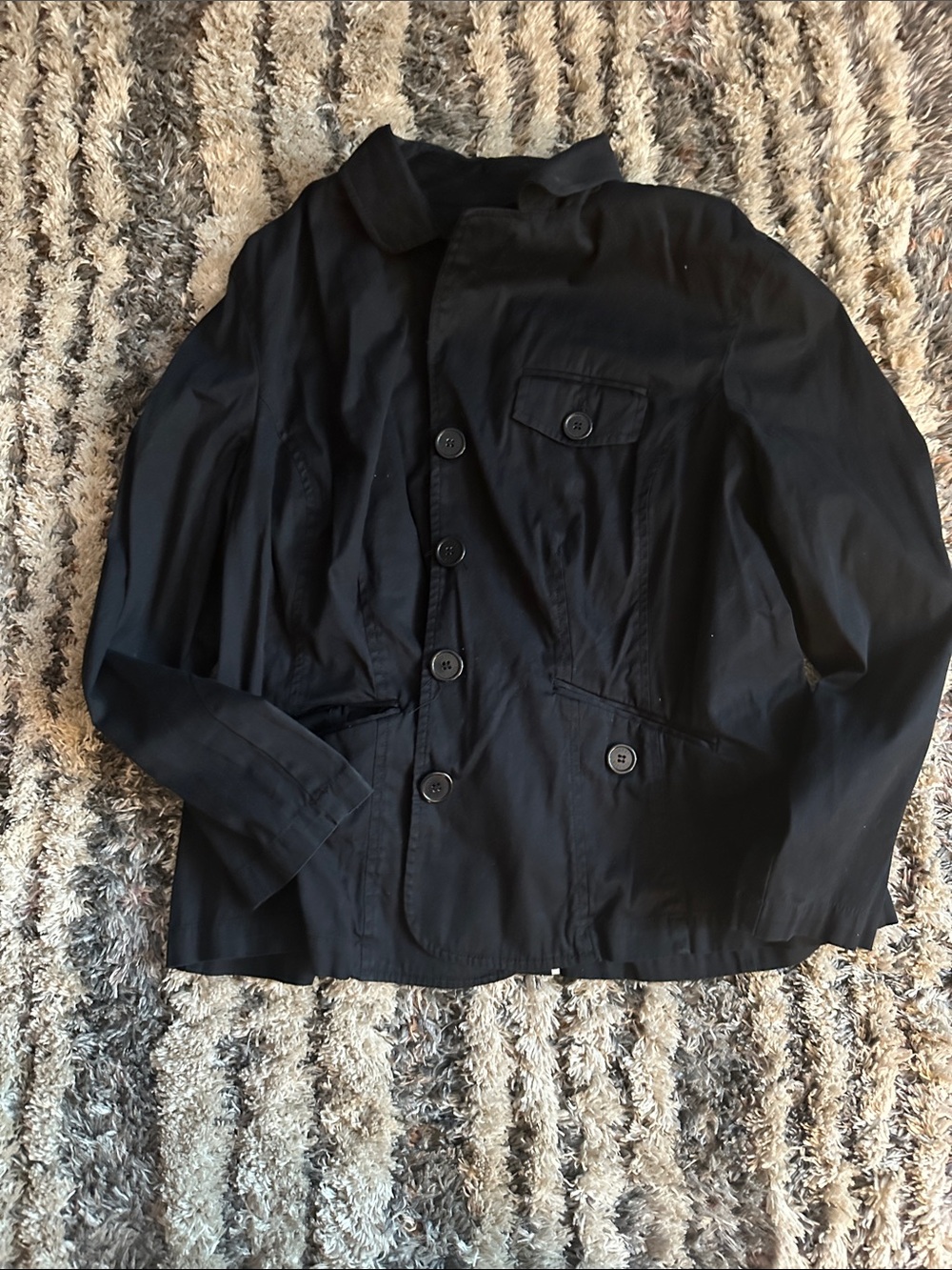 Black Button-Front Casual Jacket